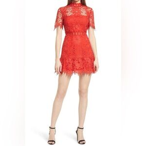 Saylor Vreni Fire Whirl Red Lace Mini Dress NWT Size Small Cocktail Party